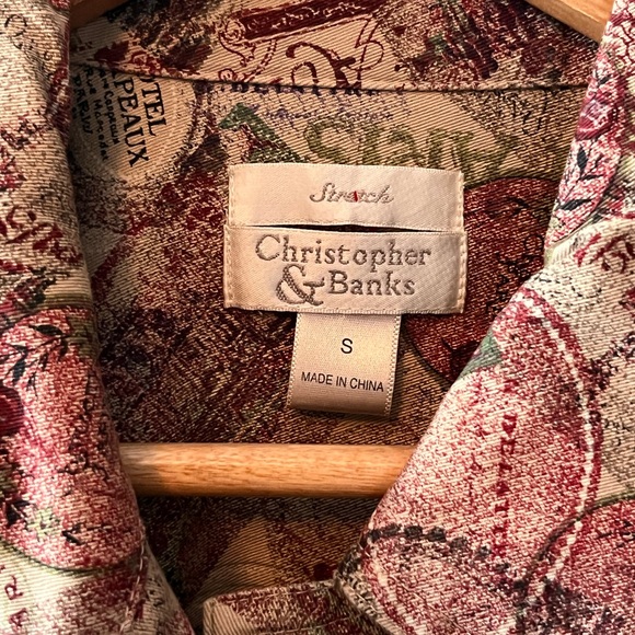 Christopher & Banks Paris Theme Jean Style Jacket Cotton. Size S. - Picture 2 of 9